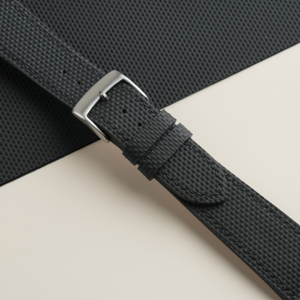 Black Sailcloth Rubber Watch Strap