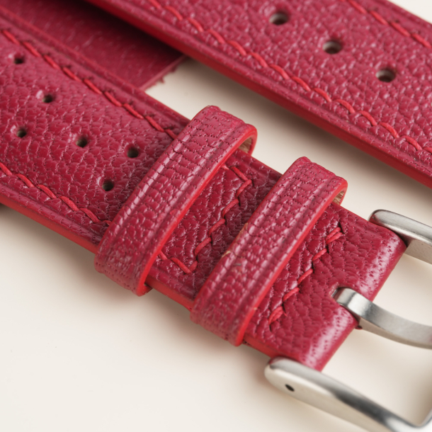 Rally Red Alran Chevre Lining Burgundy Epsom Leather Watch Strap