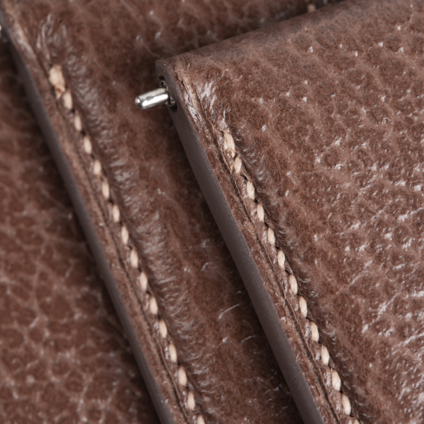 Micro Stitch Padded Full Dark Taupe Peccary Leather Watch Strap