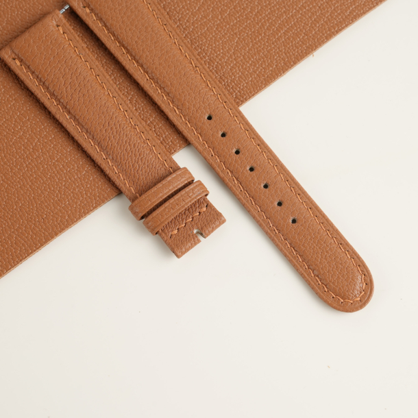 Folded Edge Golden Alran Chevre Leather Watch Strap
