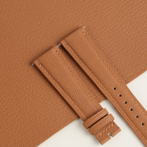 Folded Edge Golden Alran Chevre Leather Watch Strap