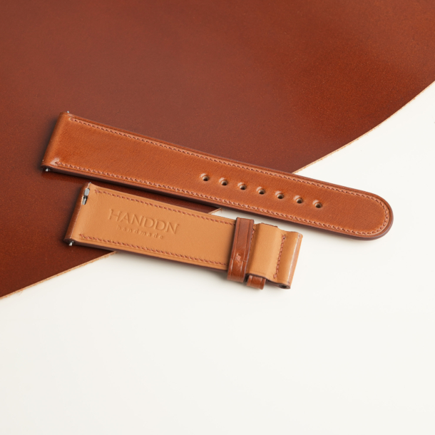 Micro Stitch Cognac Shell Cordovan Leather Watch Strap
