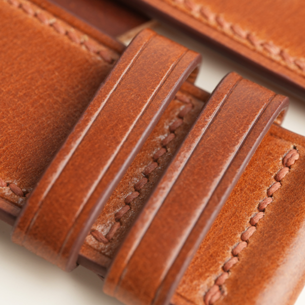 Micro Stitch Cognac Shell Cordovan Leather Watch Strap