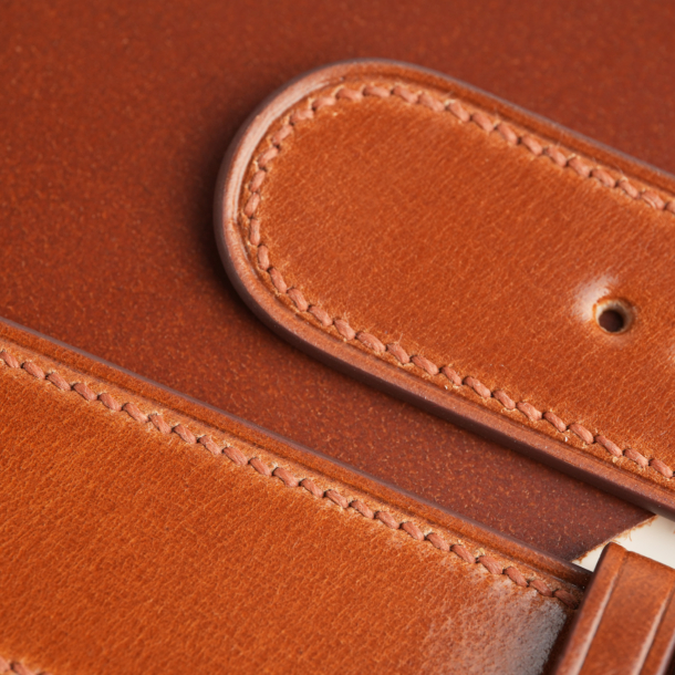 Micro Stitch Cognac Shell Cordovan Leather Watch Strap
