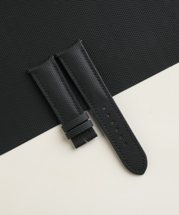 Curved End Black Sailcloth Rubber Lining Black Rubber Watch Strap