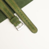 Double Stitching Green Suede Leather Watch Strap