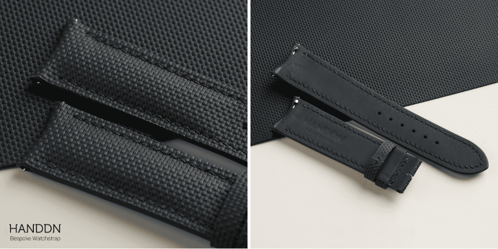leather watch strap with rubber lining