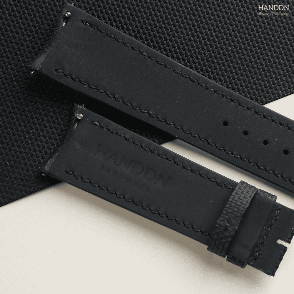 leather watch strap with rubber lining