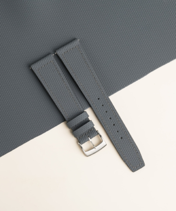 Dark Grey Sailcloth Rubber Lining Dark Brown Epsom Watch Strap