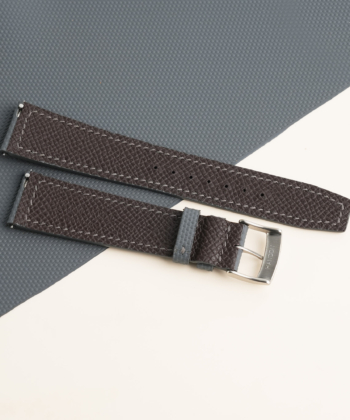 Dark Grey Sailcloth Rubber Lining Dark Brown Epsom Watch Strap
