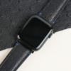 Black Ostrich Lining Black Alligator Leather Apple Watch Band
