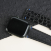 Black Ostrich Lining Black Alligator Leather Apple Watch Band