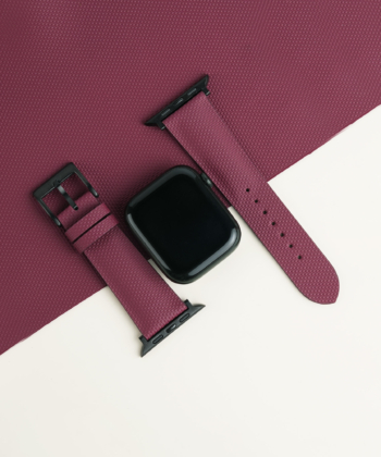 Vintage Burgundy Sailcloth Rubber Lining Brick Rubber Apple Watch Band
