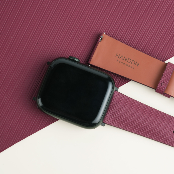 Vintage Burgundy Sailcloth Rubber Lining Brick Rubber Apple Watch Band
