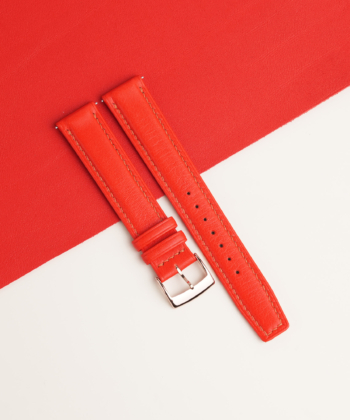 Red Swift Folded Edge Leather Watch Strap