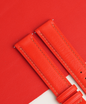 Red Swift Folded Edge Leather Watch Strap