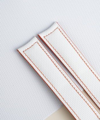 White Sailcloth Rubber Lining Pearl White Epsom Single Folding Watch Strap