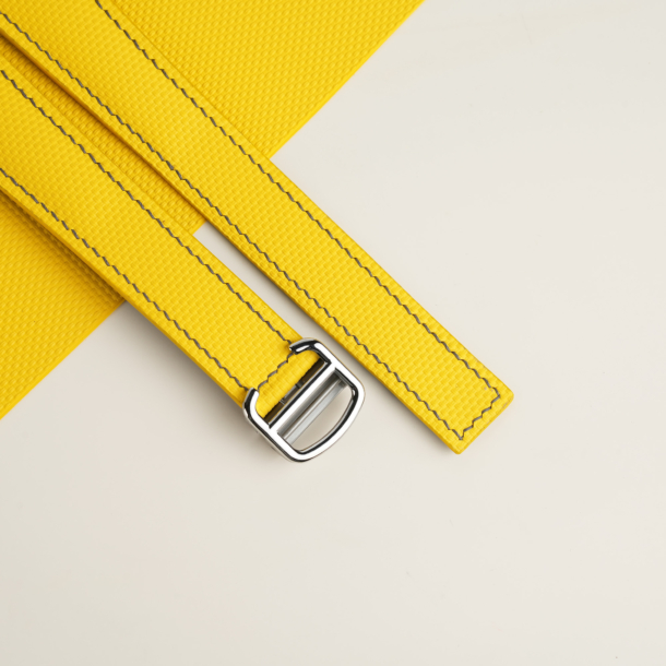Yellow Sailcloth Rubber Lining Black Swift Single Folding Watch Strap