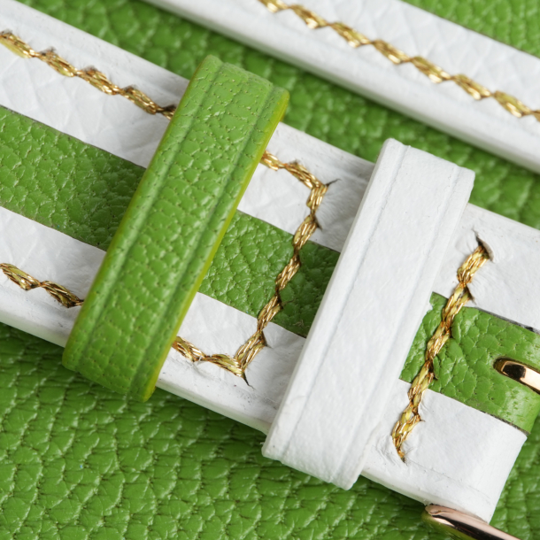 Duocolor Neon Green Alran Sully Leather Watch Strap