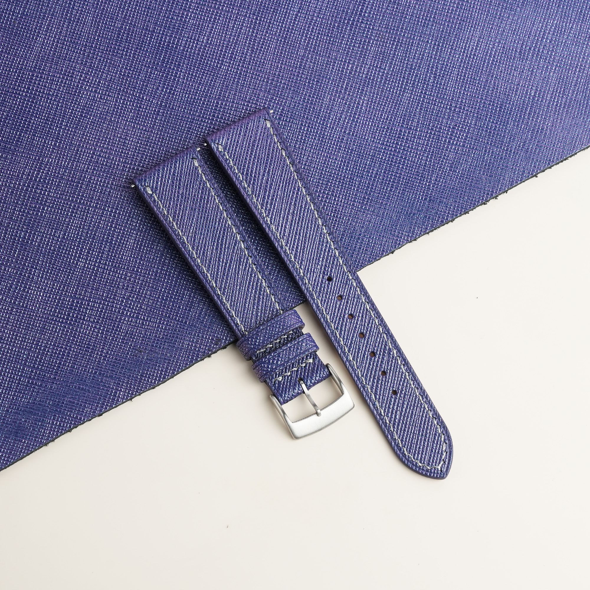 Blueberry Saffiano Leather Watch Strap 1 Blueberry Saffiano Leather Watch Strap