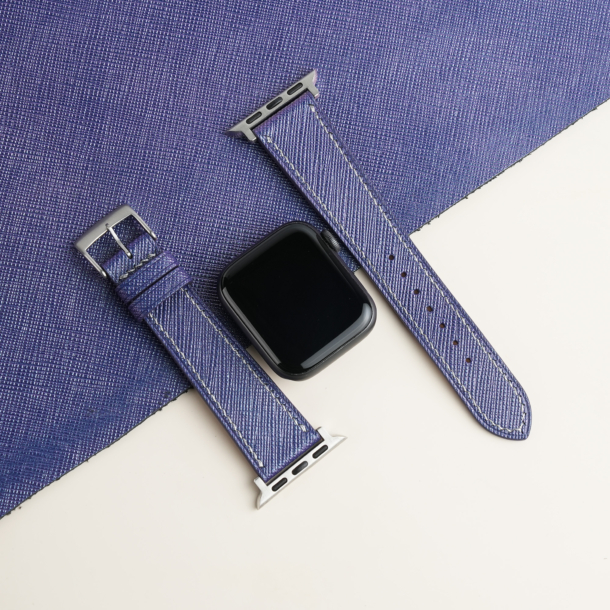 Blueberry Saffiano Leather Apple Watch Band