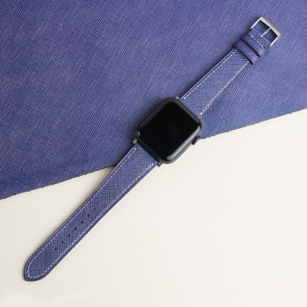 Blueberry Saffiano Leather Apple Watch Band