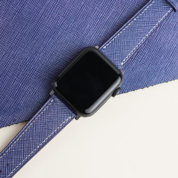 Blueberry Saffiano Leather Apple Watch Band