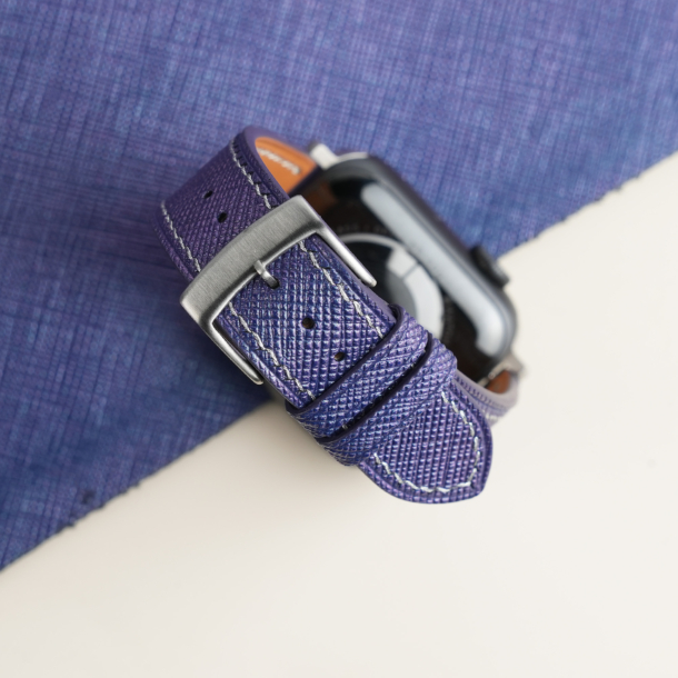 Blueberry Saffiano Leather Apple Watch Band