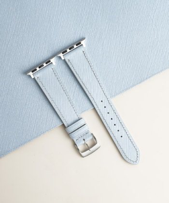 Light Blue Saffiano Leather Apple Watch Band