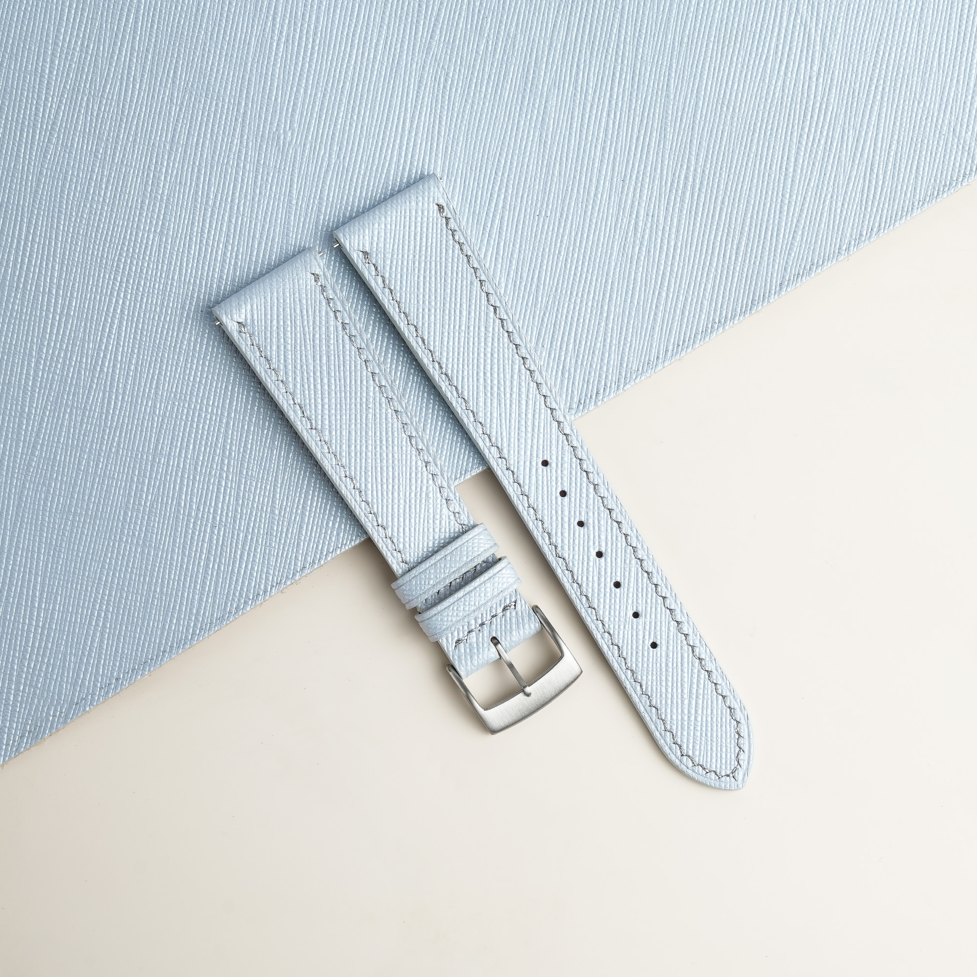 Light Blue Saffiano Leather Watch Strap 1 Light Blue Saffiano Leather Watch Strap