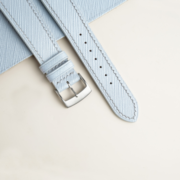 Light Blue Saffiano Leather Watch Strap 2 Light Blue Saffiano Leather Watch Strap