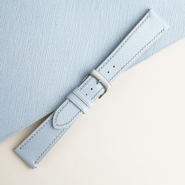 Light Blue Saffiano Leather Watch Strap 4 Light Blue Saffiano Leather Watch Strap