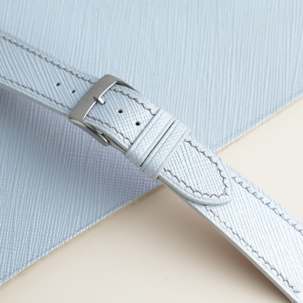 Light Blue Saffiano Leather Watch Strap 3 Light Blue Saffiano Leather Watch Strap