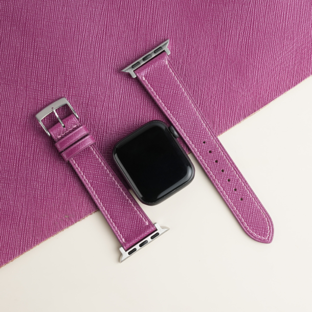 Plum Purple Saffiano Leather Apple Watch Band