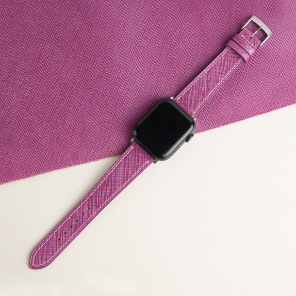 Plum Purple Saffiano Leather Apple Watch Band
