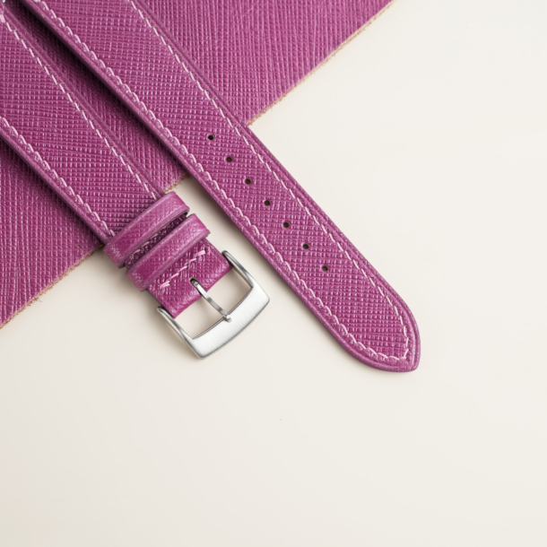 Plum Purple Saffiano Leather Watch Strap