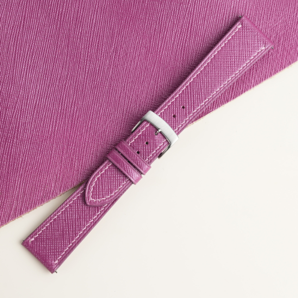 Plum Purple Saffiano Leather Watch Strap