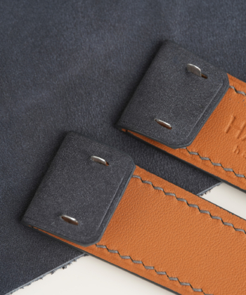 Box Stitches Dark Grey Nubuck Leather Fixed Bars Watch Strap