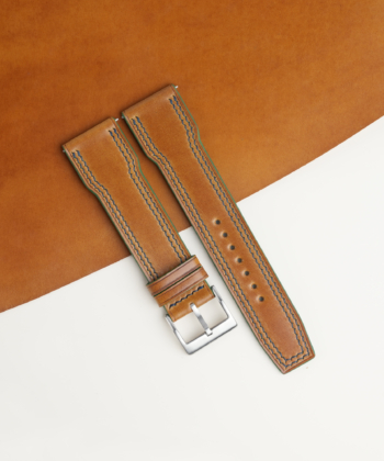 Pilot Double Stitch Whiskey Shell Cordovan Leather Watch Strap