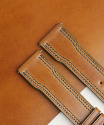 Pilot Double Stitch Whiskey Shell Cordovan Leather Watch Strap