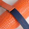NATO Orange Alligator Lining Navy Swift Leather Watch Strap