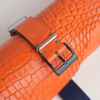 NATO Orange Alligator Lining Navy Swift Leather Watch Strap