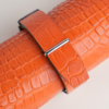 NATO Orange Alligator Lining Navy Swift Leather Watch Strap