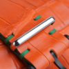 NATO Orange Alligator Lining Navy Swift Leather Watch Strap