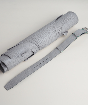 NATO Light Grey Alligator Lining Navy Swift Leather Watch Strap