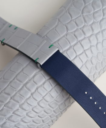 NATO Light Grey Alligator Lining Navy Swift Leather Watch Strap