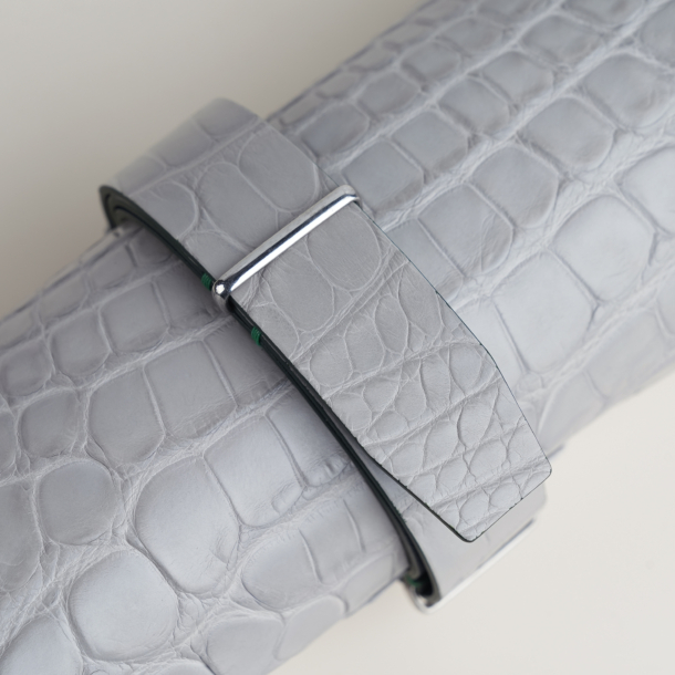 NATO Light Grey Alligator Lining Navy Swift Leather Watch Strap 4 NATO Light Grey Alligator Lining Navy Swift Leather Watch Strap