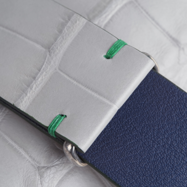 NATO Light Grey Alligator Lining Navy Swift Leather Watch Strap 6 NATO Light Grey Alligator Lining Navy Swift Leather Watch Strap