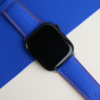 Blue Sailcloth Rubber Lining Orange Epsom Apple Watch Band