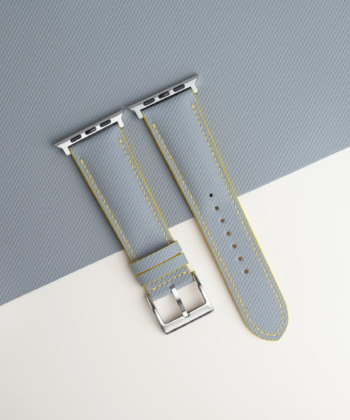 Light Grey Sailcloth Rubber Lining Yellow Alligator Leather Apple Watch Band